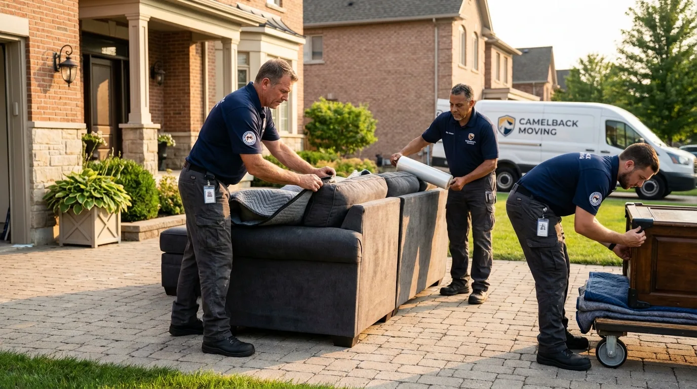 Large estate moving crew wrapping furniture in Mendota, CA
